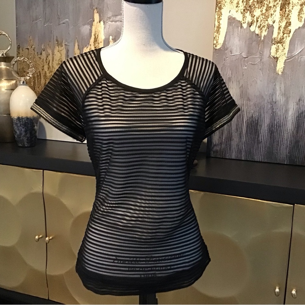 Black Mesh Sheer Top